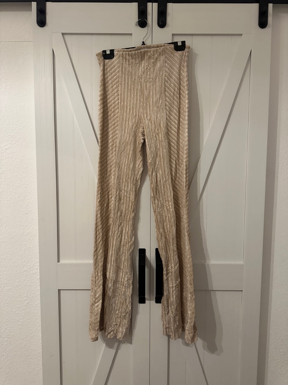 Free People Beige/Cream Pleated Flare Leggings